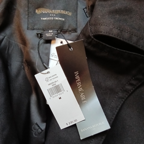 Black Women's Trench Coat with Waist Belt - Picture 3 of 4